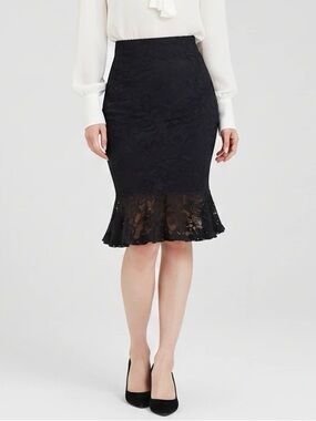 Love Black Lace Pencil Skirt with Flared Hem- AB